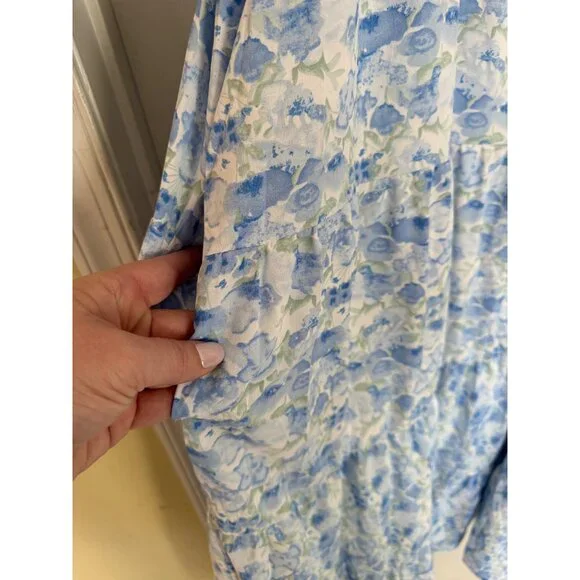 Hayden Square Neck Short Sleeve Blue Floral Dress Size 2XL - Picture 5 of 11